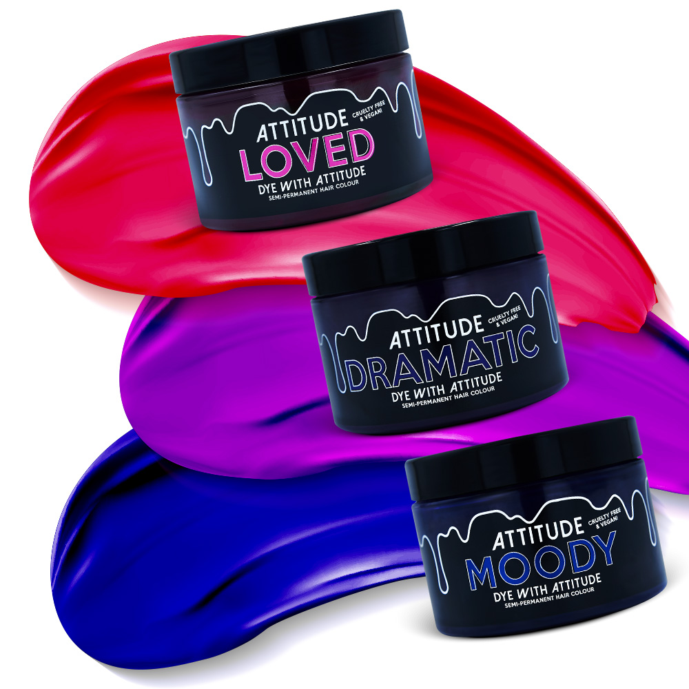 Attitude Hair Dye - JEWEL TONES Trio Semipermanente Haarfärbekombination - Rosa/Blau